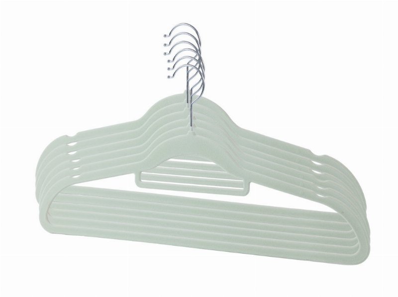 Conjunto De 6 Cabides Com Barra Actuel Veludo Verde
