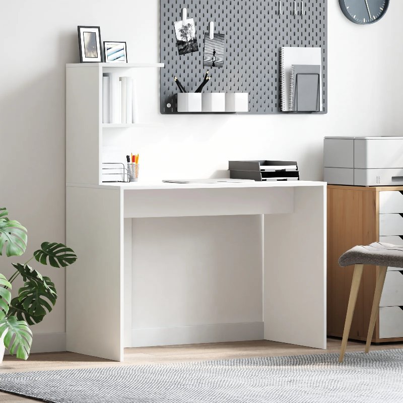 Hkh Escrivaninha Branca Branca Mdf Compacta Inserções Decorativas