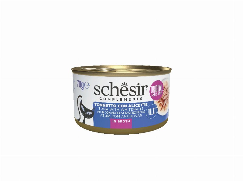 Comida Húmida Para Gato Schesir Lata Com Atum E Anchovas 70 g