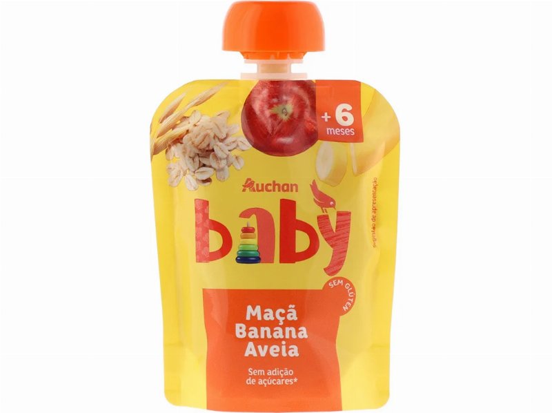 Saqueta De Fruta Auchan Baby Maçã Banana E Aveia 90 gr