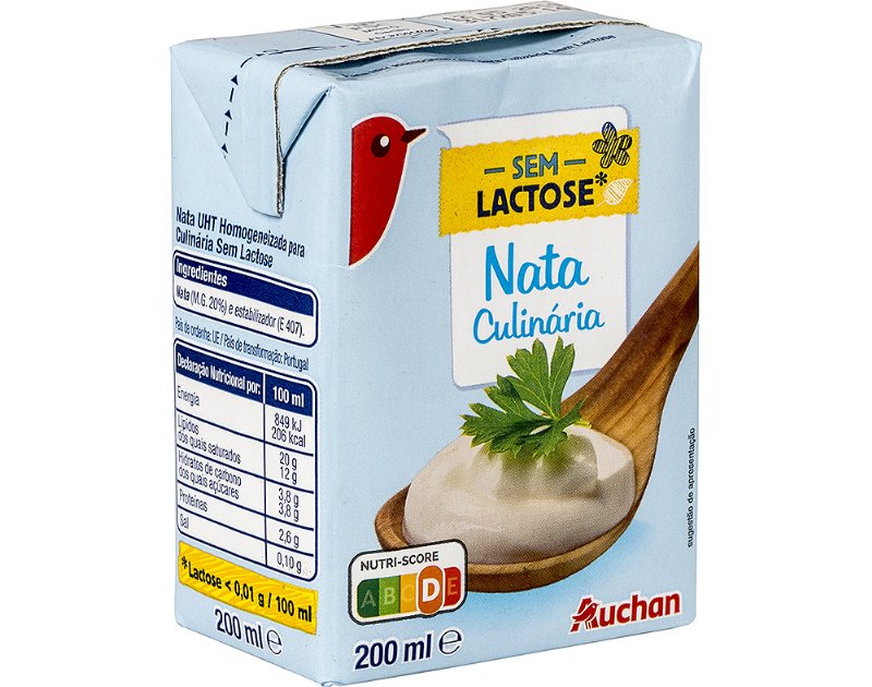 Nata Auchan Uht Culinária Sem Lactose 200 ml