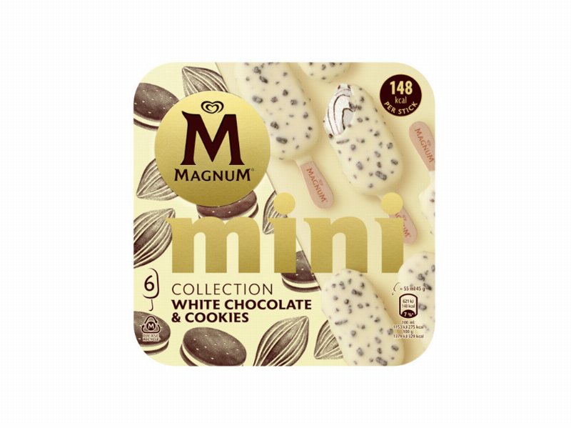 Gelado Magnum Mini Chocolate Branco E Cookies 6X55 ml