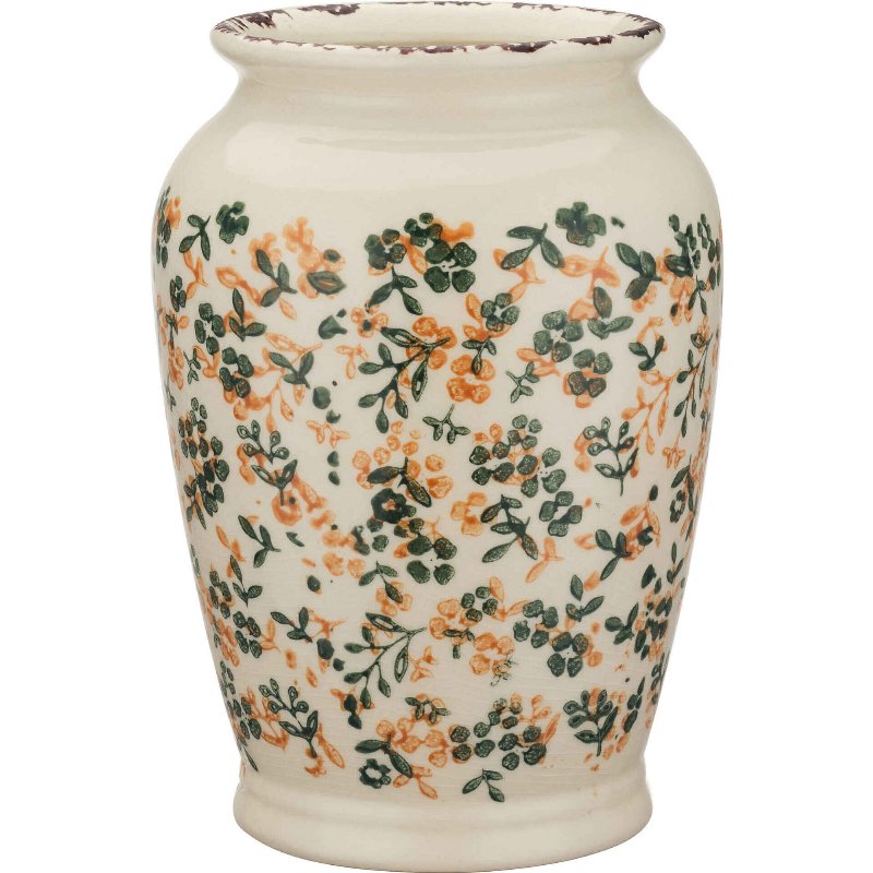 Jarra Flores Com Rebordo Vintage 14,5X21Cm Bege Kasa