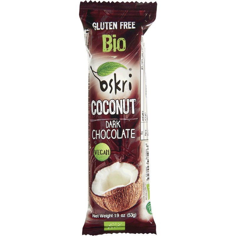 Barra De Coco E Chocolate Preto Sem Glúten Biológica 53 g