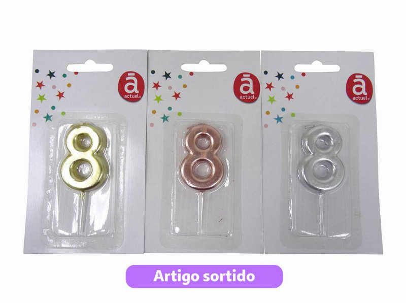 Vela Aniversário Nº8 Actuel Cores Sortidas