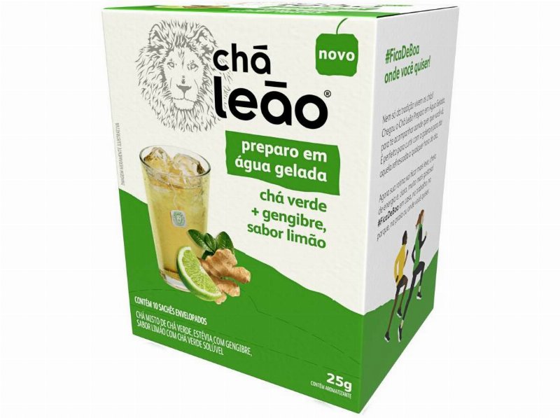 Chá Frio Matte Leão Chá Verde Gengibre E Limão 10 Saquetas 32 g