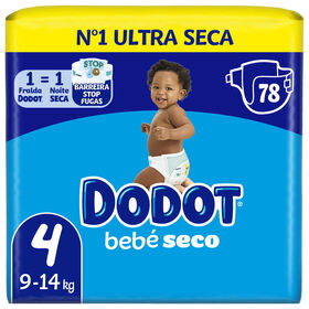 Fraldas Bebé Seco 9-14 kg T4 Dodot 78 Un