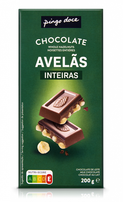 Tablete Chocolate De Leite E Avelãs Inteiras Pingo Doce 0.2Kg