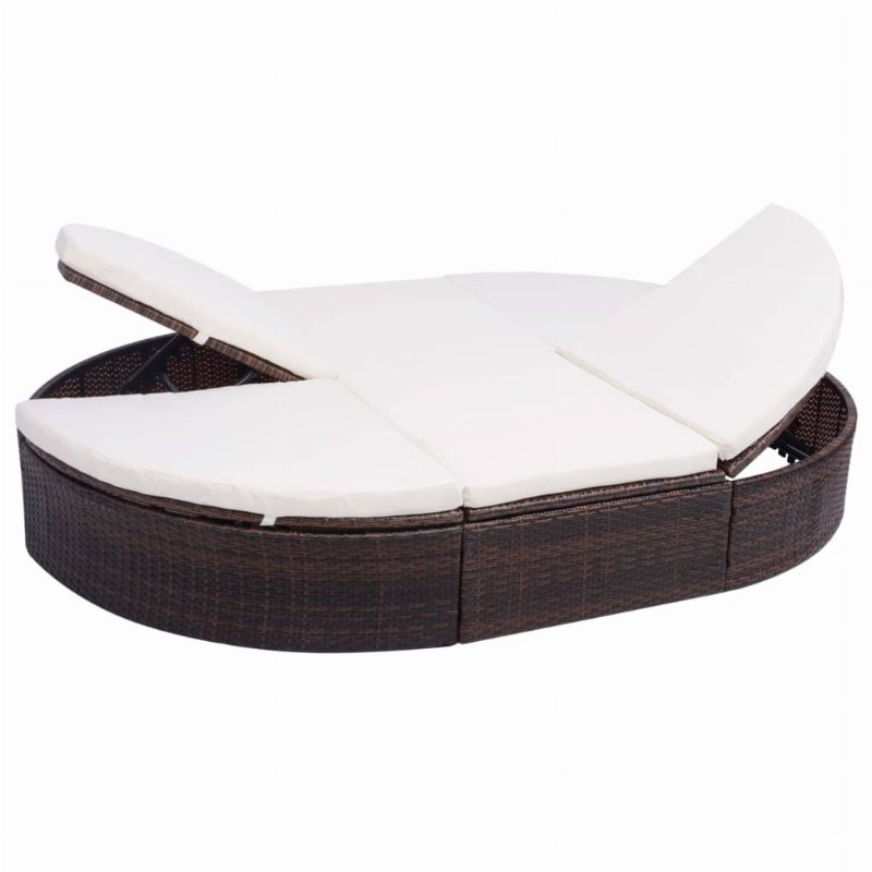 Hkh Espreguiçadeira De Exterior Com Almofadão Vime Pe Castanho - Marrom
