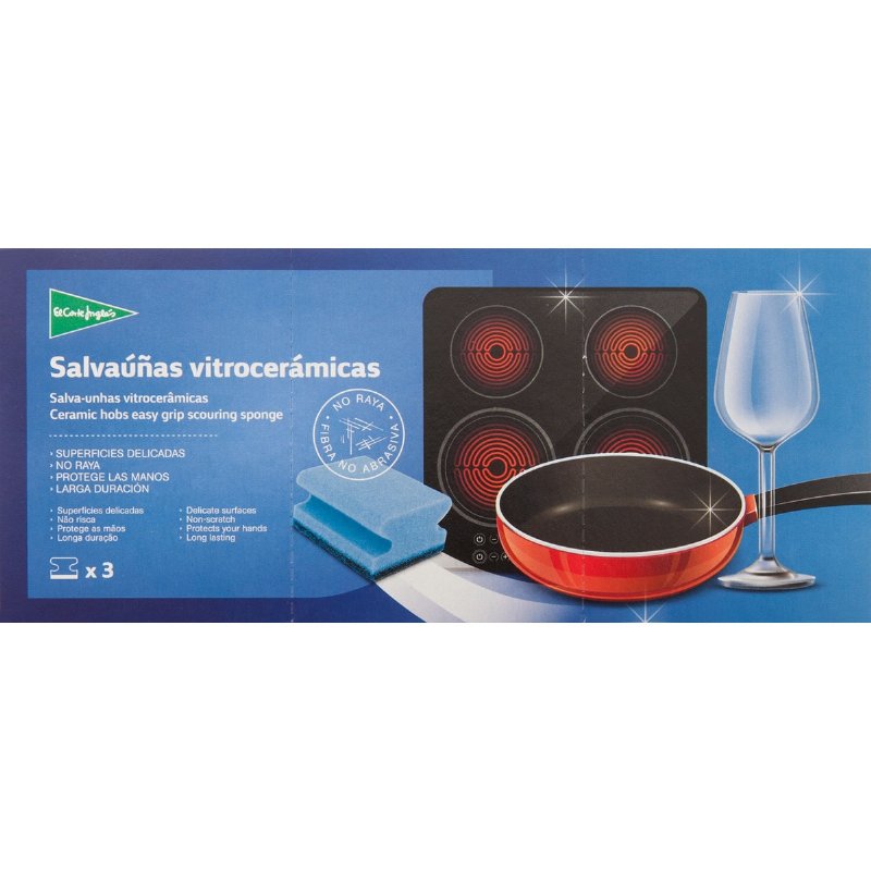 Esfregão Com Esponja Salva-Unhas Vitrocerâmicas 3 unidades