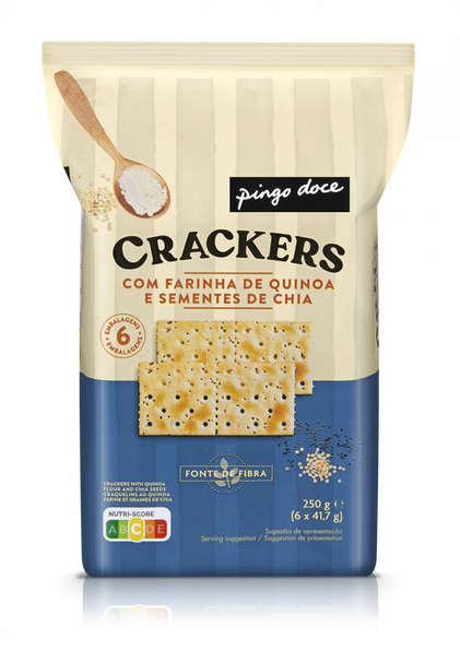 Bolachas Crackers Com Farinha De Quinoa E Chia Pingo Doce 0.25Kg