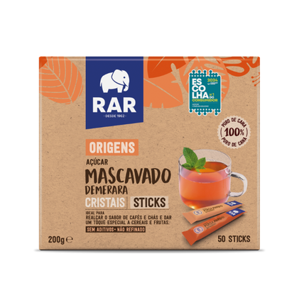 Açúcar Mascavado Demerara 50 Sticks Rar 0.2Kg