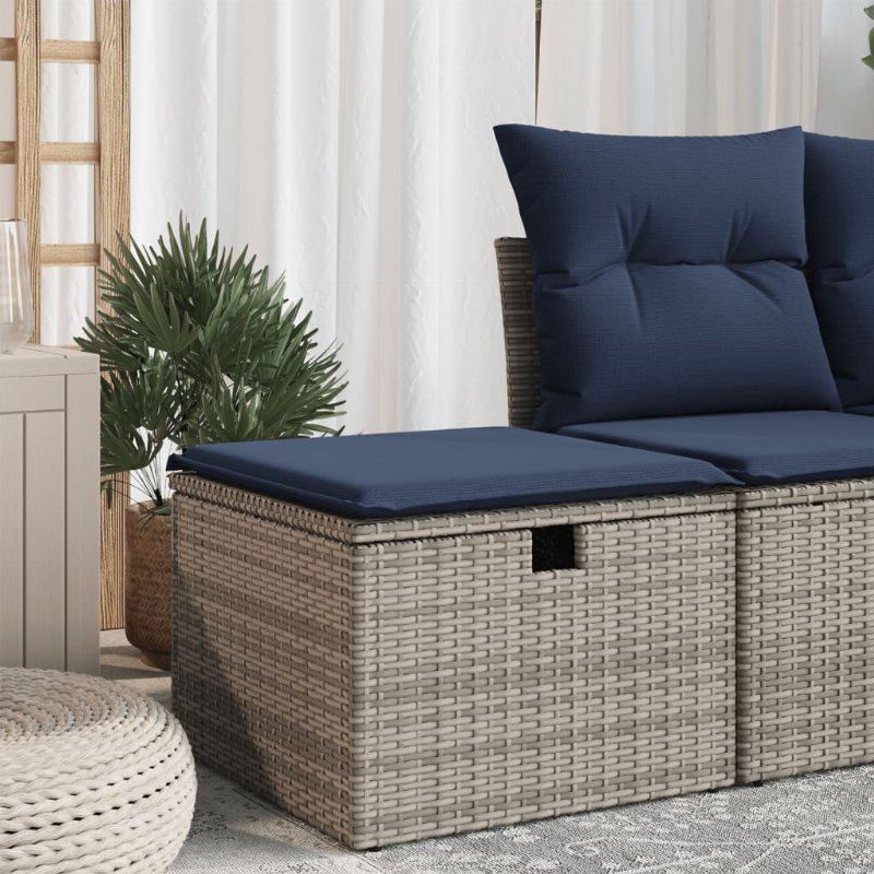 Hkh Banco De Jardim Com Almofadão 55X55X37 Cm Vime Pe - Cinzento
