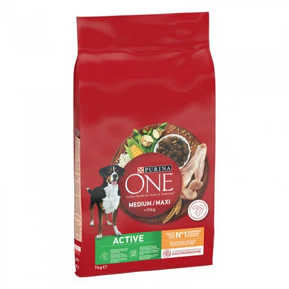 Comida Seca Para Cão +10 kg Active Com Frango Purina One 7Kg