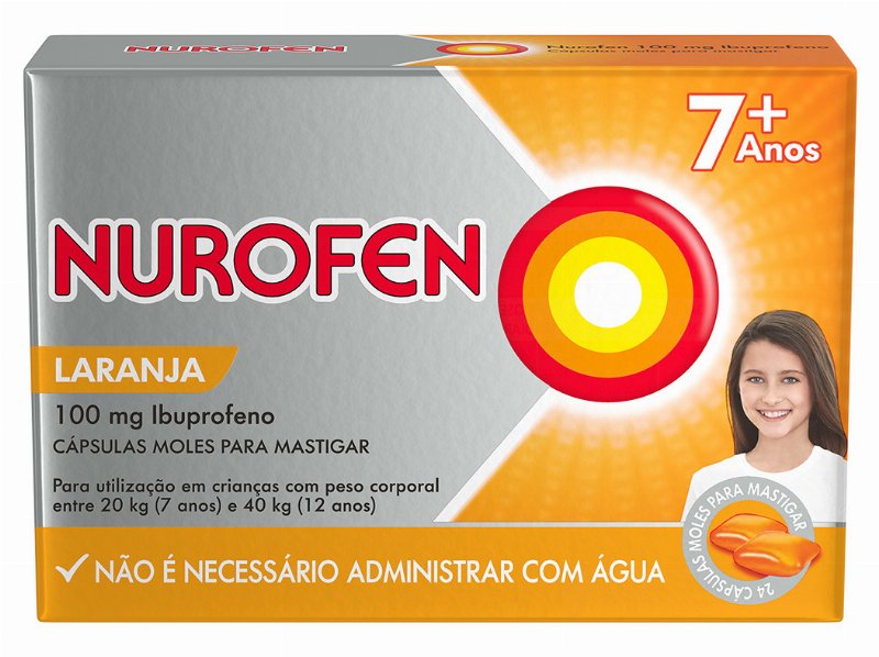 Pastilhas Nurofen Mastigáveis 100Mg Laranja 24Un