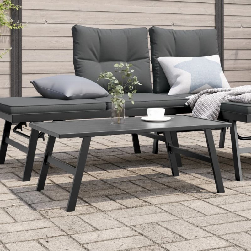 Hkh Mesa De Centro Para Jardim 90X45X35 Cm Aço Revestido A Pó - Preto