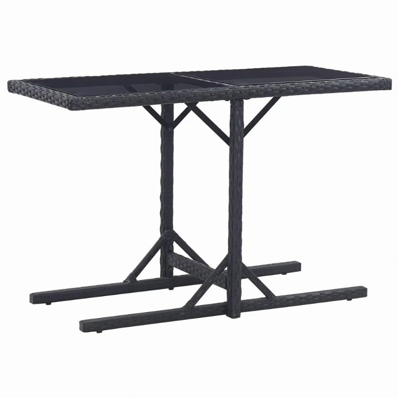 Hkh Mesa De Jardim 110X53X72 Cm Vidro E Vime Pe - Preto