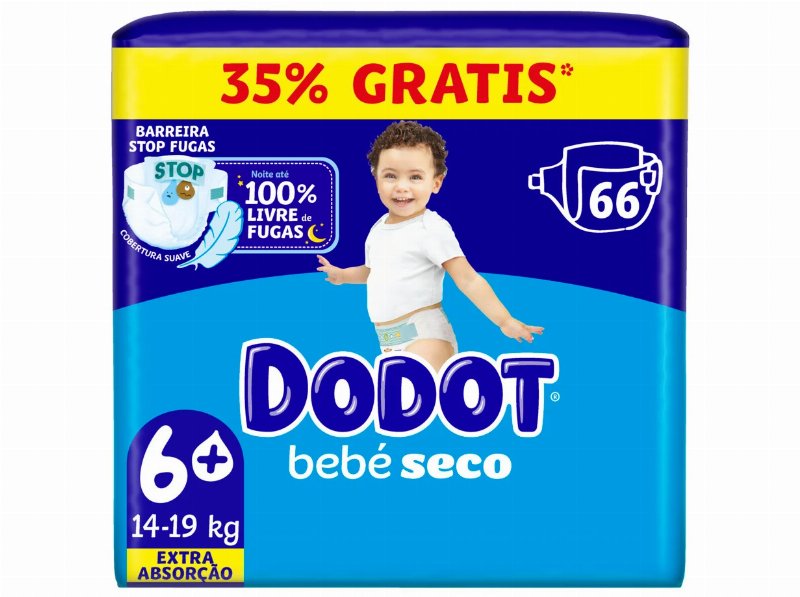 Fraldas Dodot Bebé Seco Jumbo T6 13-18 kg 66Un