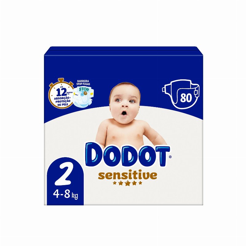 Dodot Sensitive Fraldas T2 (4-8 kg) 80 Un