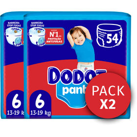 Fraldas Cueca Pants 13-19 kg T6 Dodot 108 Un (2 X 54 Un)