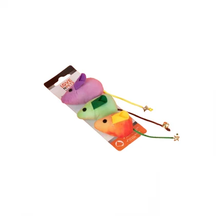 Conjunto De 3 Brinquedos Para Gato Com Guizo Love & Pets