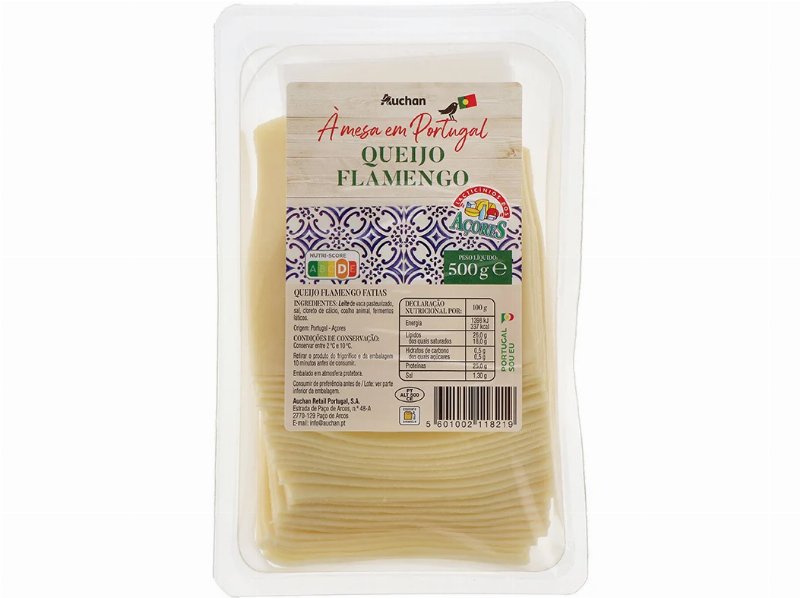 Queijo Flamengo Auchan À Mesa Em Portugal Açores Fatias 500 g