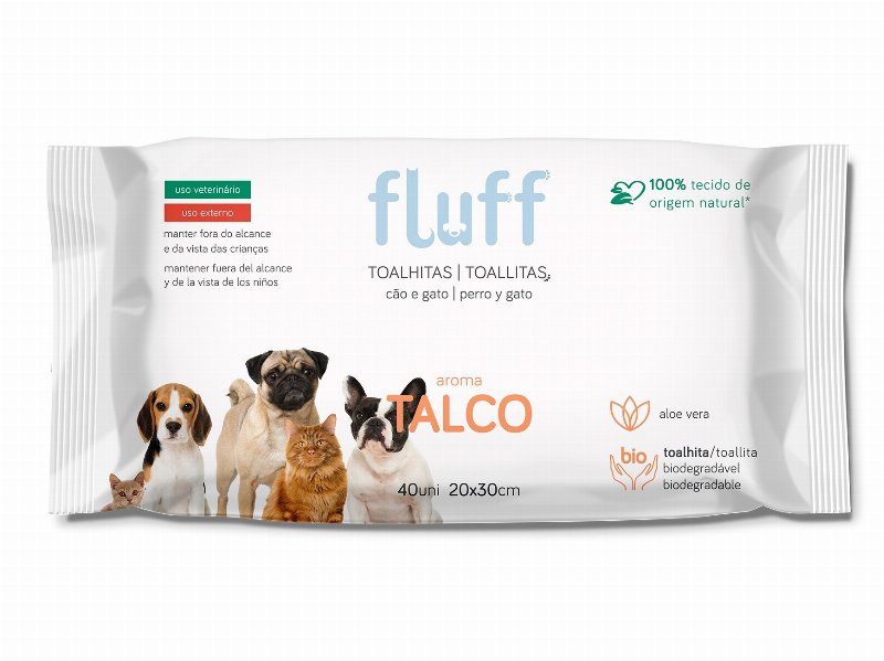Toalhitas Pet Fluff Talco 40 Unidades
