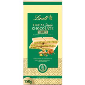 Tablete De Chocolate Branco Com Pistácio Dubai Style Lindt 150 gr