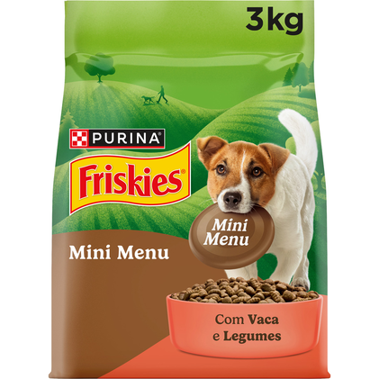 Comida Seca Para Cão Mini Com Vaca Purina Friskies 3Kg