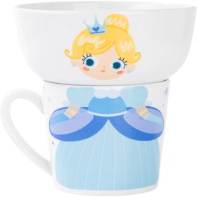 Conjunto Caneca 370 ml E Taça 520 ml Princesa Azul Kasa