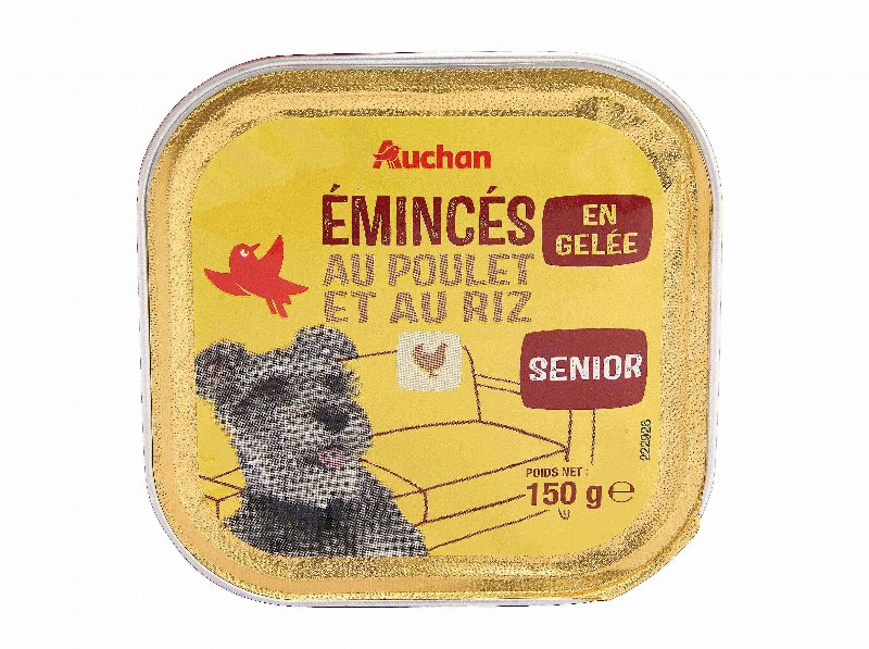 Comida Húmida Para Cão Auchan Sénior Pedaços Em Geleia Com Frango E Com Arroz 150 g
