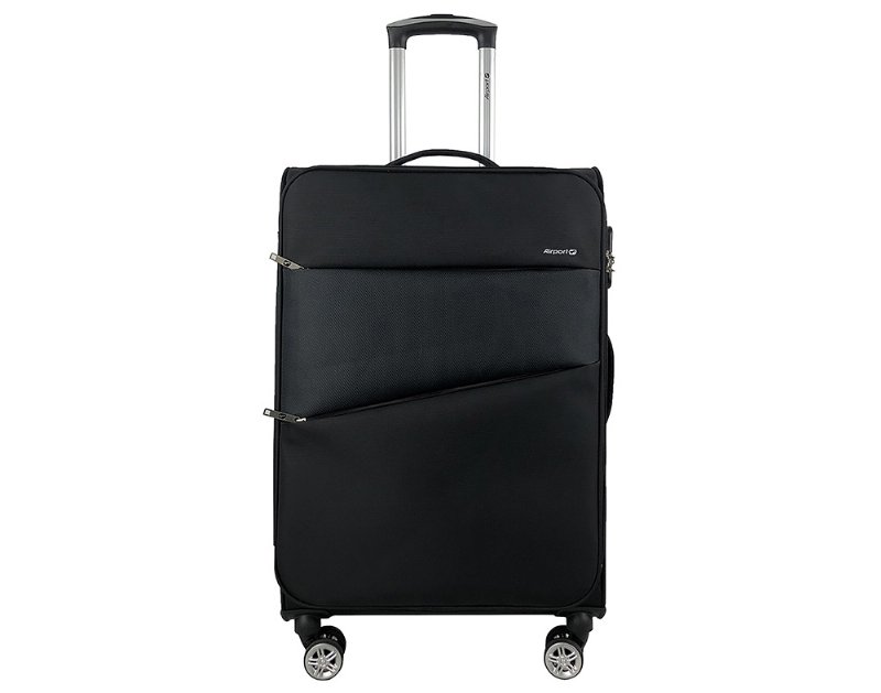 Mala De Viagem Média Flexível Airport Preto 8 Rodas 65Cm