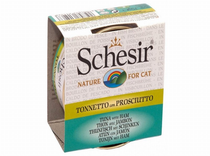 Comida Húmida Para Gato Schesir Lata Com Atum E Presunto 85 g