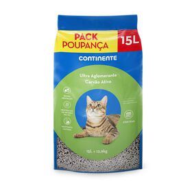 Areia Ultra Aglomerante Bentonite Carvão Ativo Pack Poupança Continente 15 l / 12,9 kg