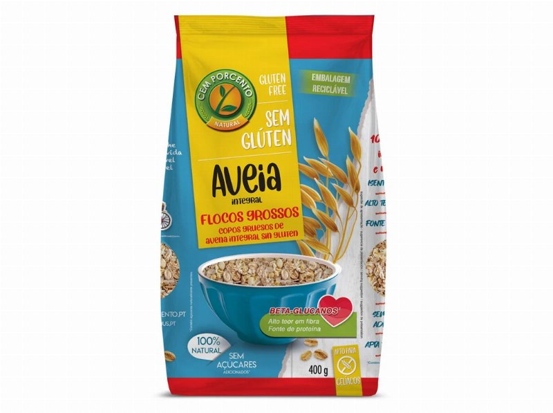 Flocos Cem Porcento Aveia Grossos Sem Glúten 400 g