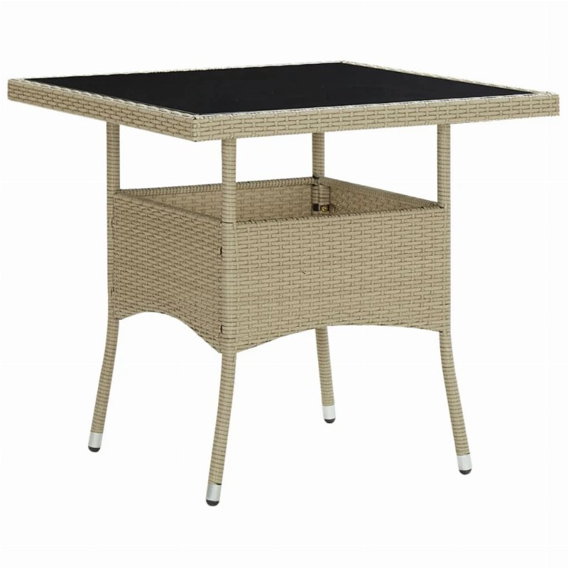 Hkh Mesa De Jantar Para Exterior Vime Pe E Vidro - Bege