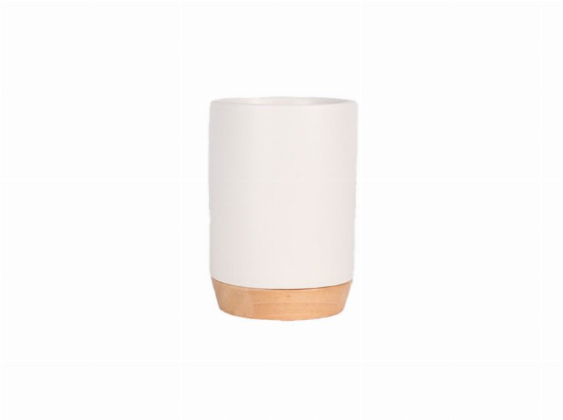 Copo Cerâmica Actuel Branco Base Bamboo