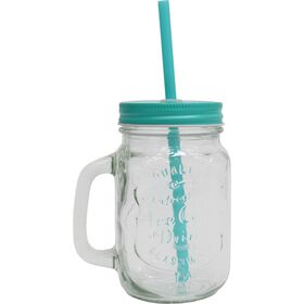 Caneca Com Palhinha 450 ml Tampa Azul Kasa