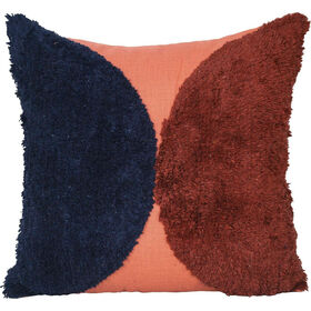 Almofada Quadrada 45X45Cm Semicírculos Laranja E Azul Kasa