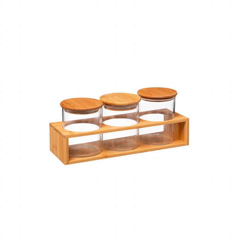 Suporte Bambu Com 3 Frascos 0,4 l