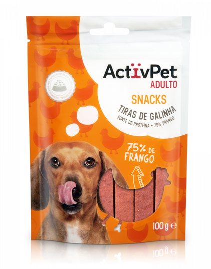 Snack Para Cão Tiras De Galinha Activpet 0.1Kg