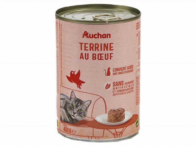 Comida Húmida Para Gato Auchan Terrina Com Vaca 400 g