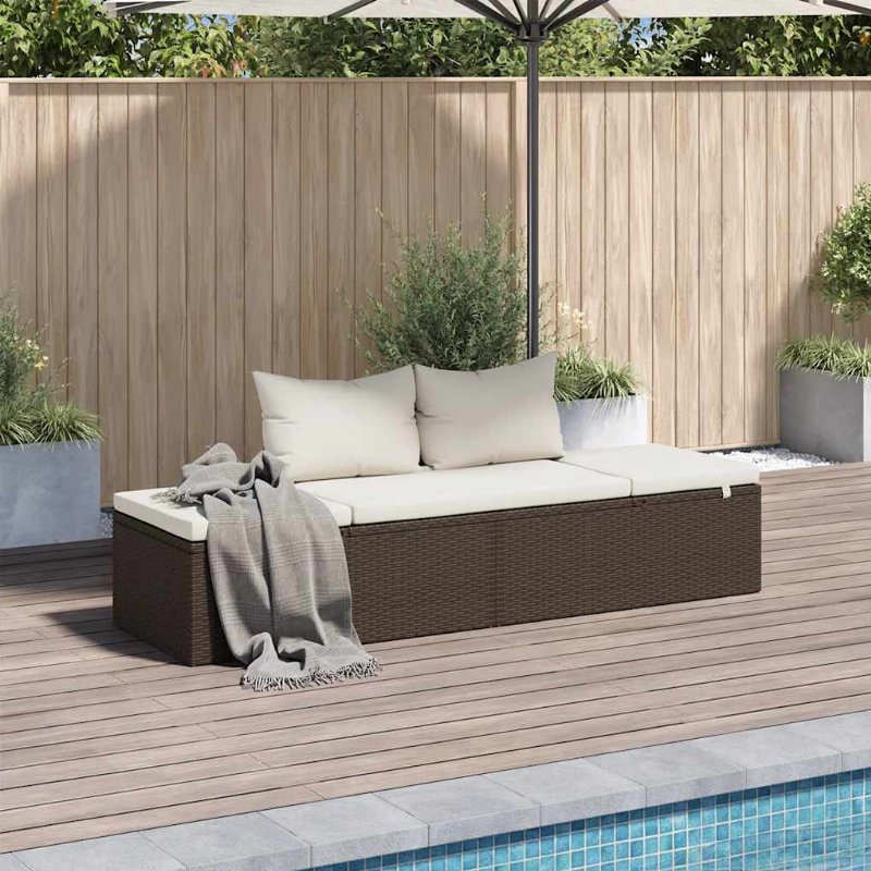 Hkh Espreguiçadeira De Jardim 195X60 Cm Vime Pe Castanho - Marrom