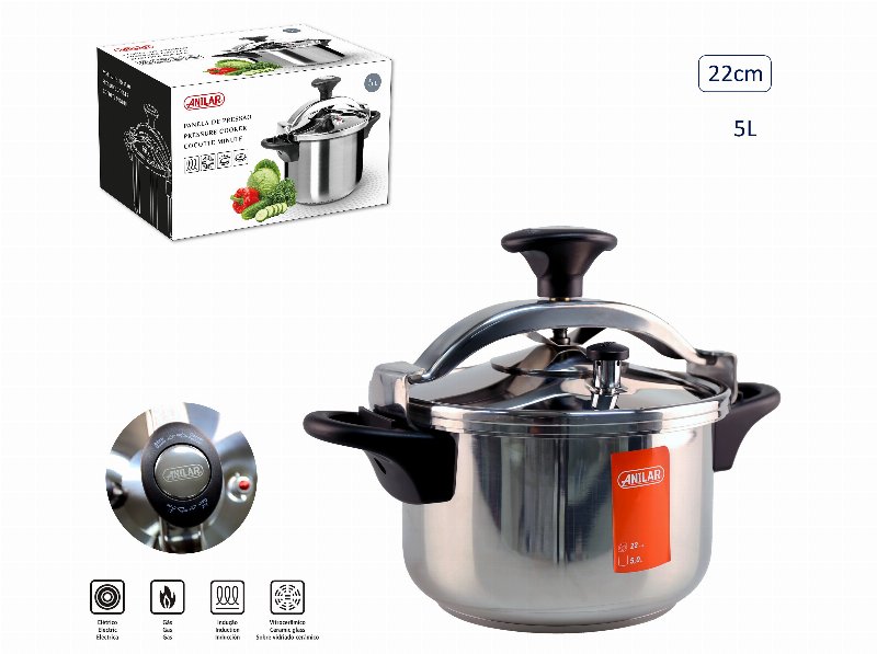 Panela Pressão Anilar Inox 5 l