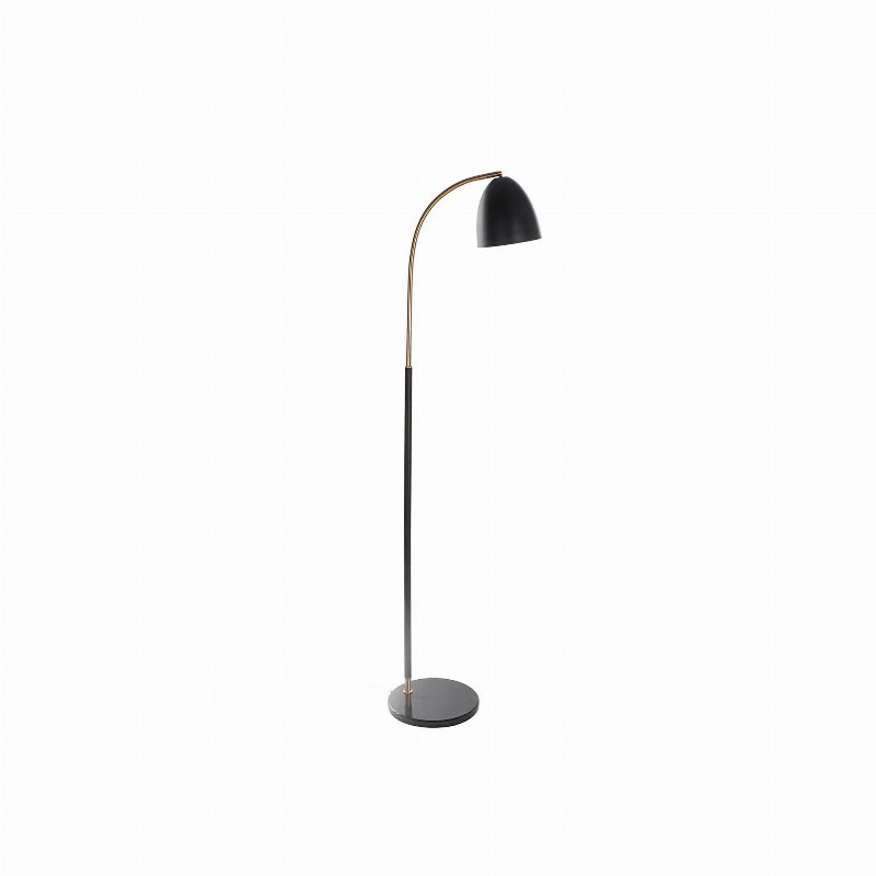 Candeeiro De Pé Metal Preto Base Mármore