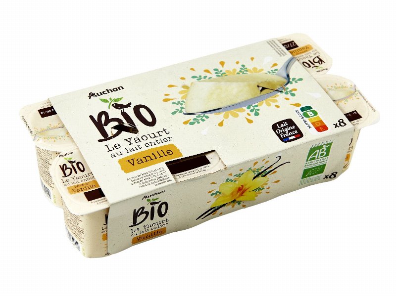 Iogurte Auchan Bio Aroma Baunilha 8X125 g