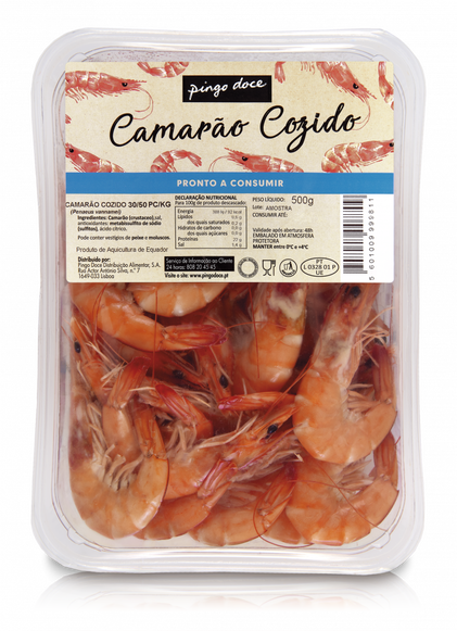 Camarão Cozido 30/50 Fresco Embalado Pingo Doce 0.5Kg