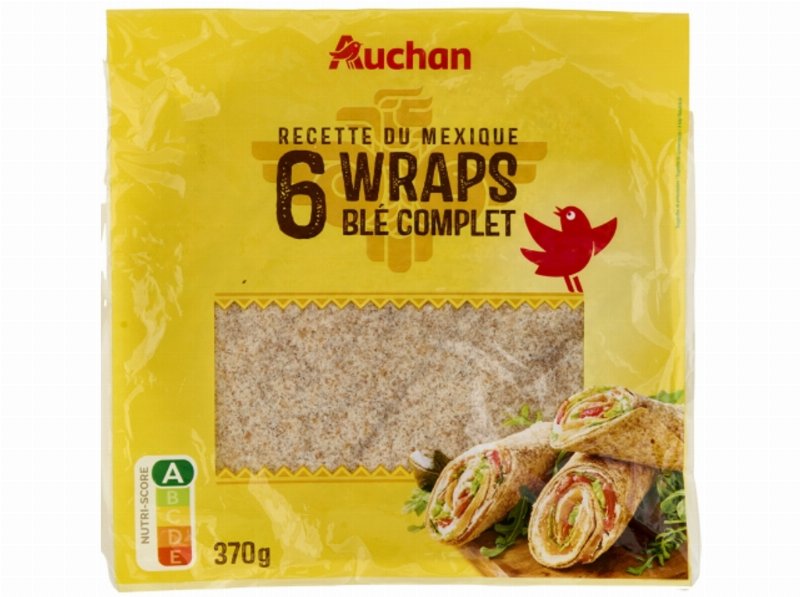 Wraps Auchan 6 Tortilhas Trigo Integral 370 g