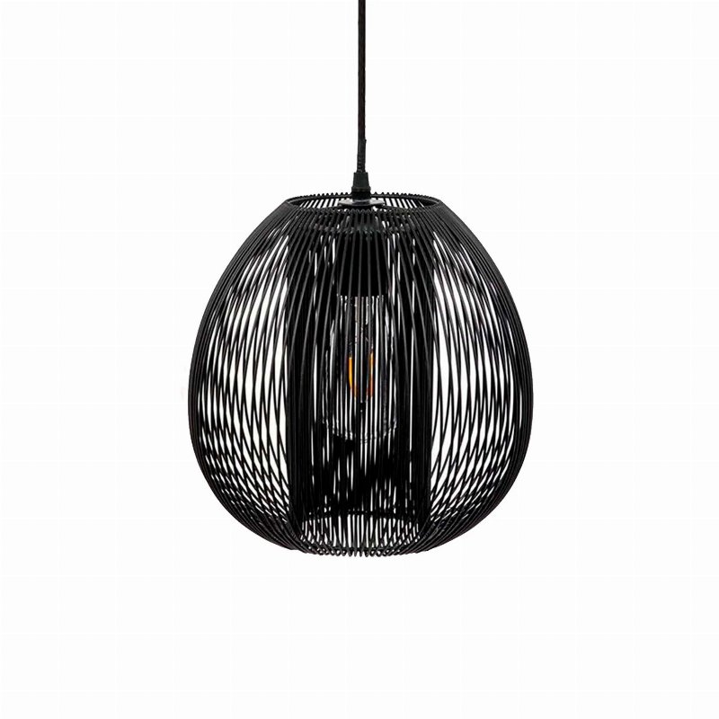 Candeeiro De Teto Metal Arame Preto Forma De Bola