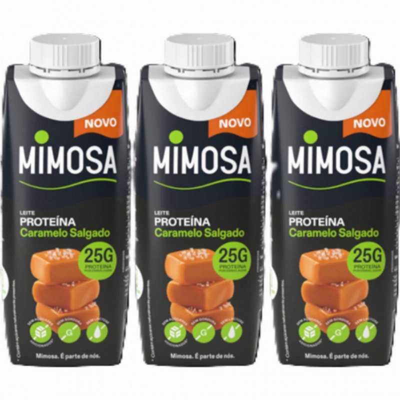 Leite Proteína Caramelo Salgado Sem Lactose Pack 3 Mimosa 0.25L